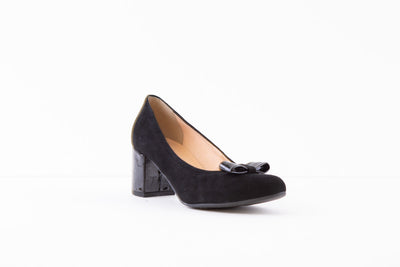 BIOECO 5856 BOCK HEEL COURT SHOE - BLACK SUEDE