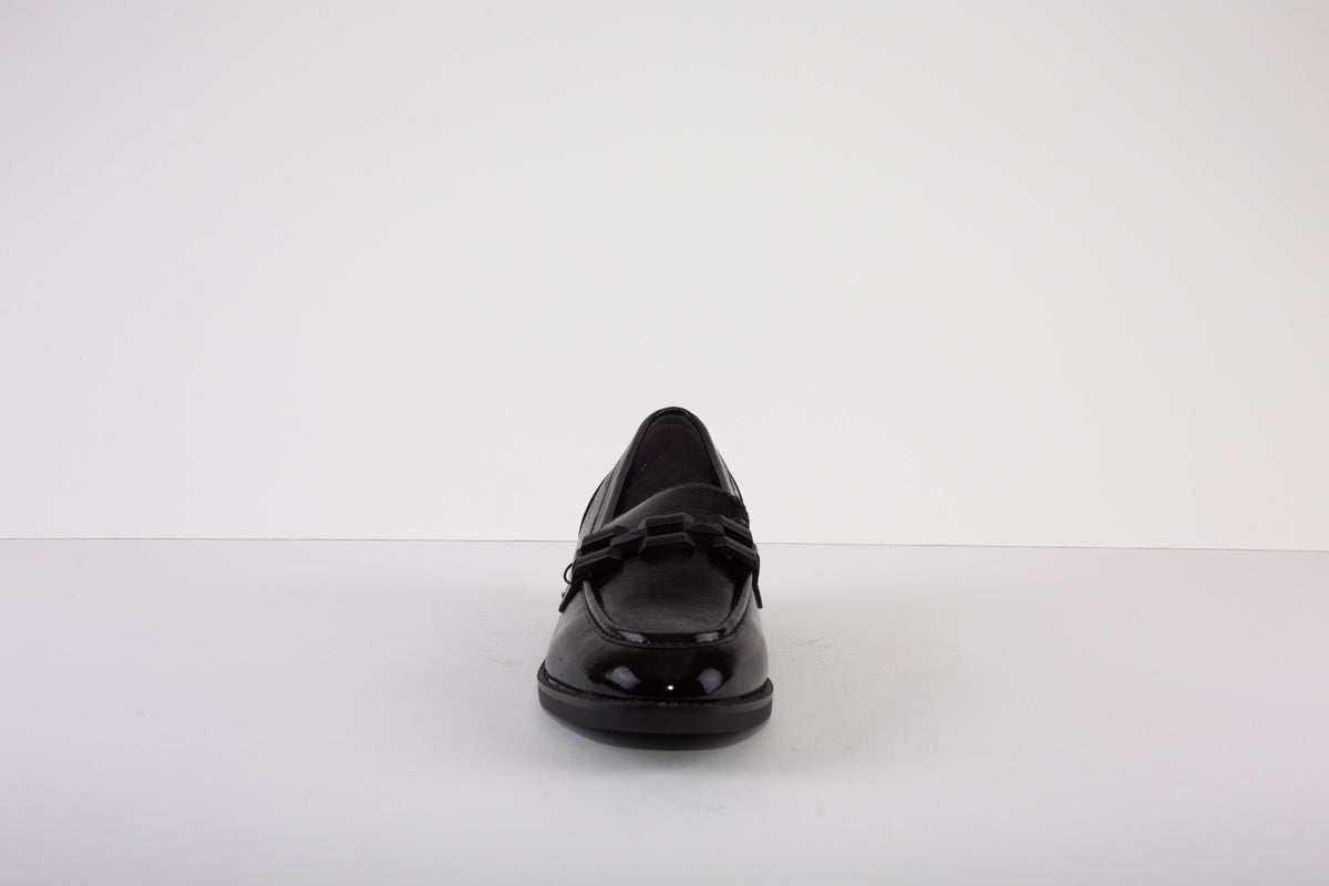 TAMARIS 24301-018 LOW HEEL SLIP-ON SHOE - BLACK PATENT