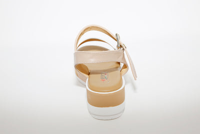 REPO - 11237 WEDGE SANDAL - WHITE/TAUPE