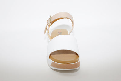 REPO - 11237 WEDGE SANDAL - WHITE/TAUPE