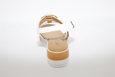 REPO - 11278 WEDGE SANDAL - WHITE/TAUPE