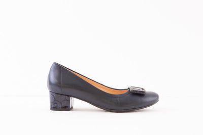 BIOECO - 5632 MEDIUM HEEL DRESSY SHOE - NAVY LEATHER