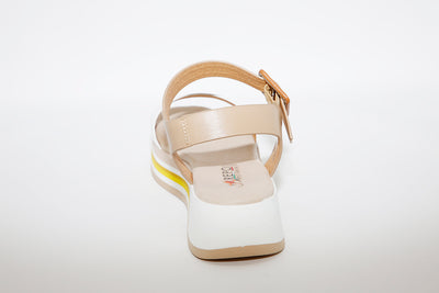 REPO - 62548 WEDGE SANDAL - WHITE/TAUPE
