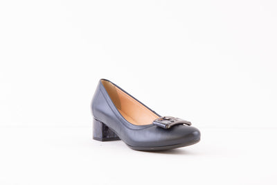 BIOECO - 5632 MEDIUM HEEL DRESSY SHOE - NAVY LEATHER