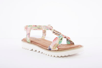 HEAVENLY FEET - Lilly Taupe Multi Flat Sandal
