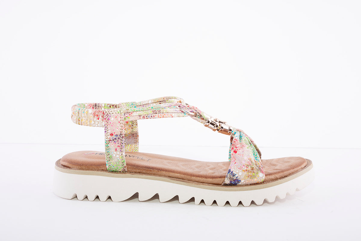 HEAVENLY FEET - Lilly Taupe Multi Flat Sandal