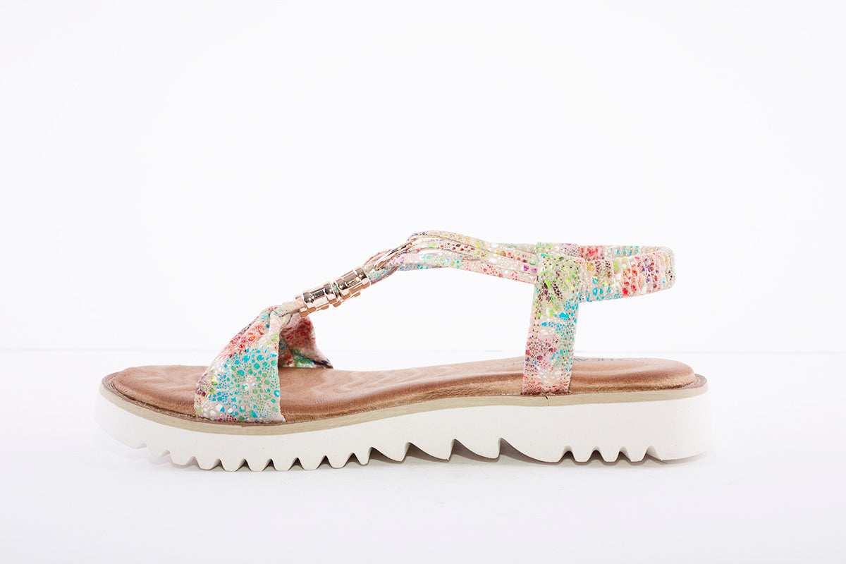 HEAVENLY FEET - Lilly Taupe Multi Flat Sandal