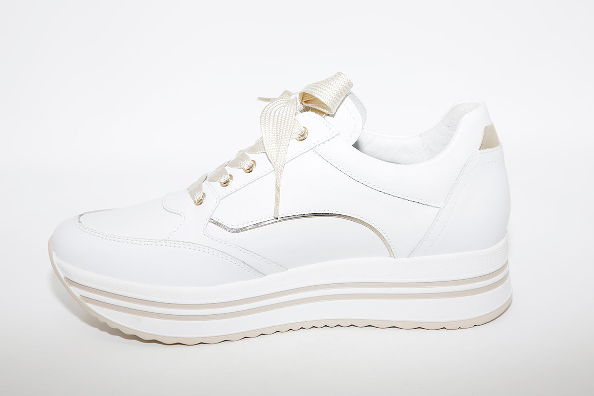 NeroGiardini - Platform Wedge Laced Sneakers - White