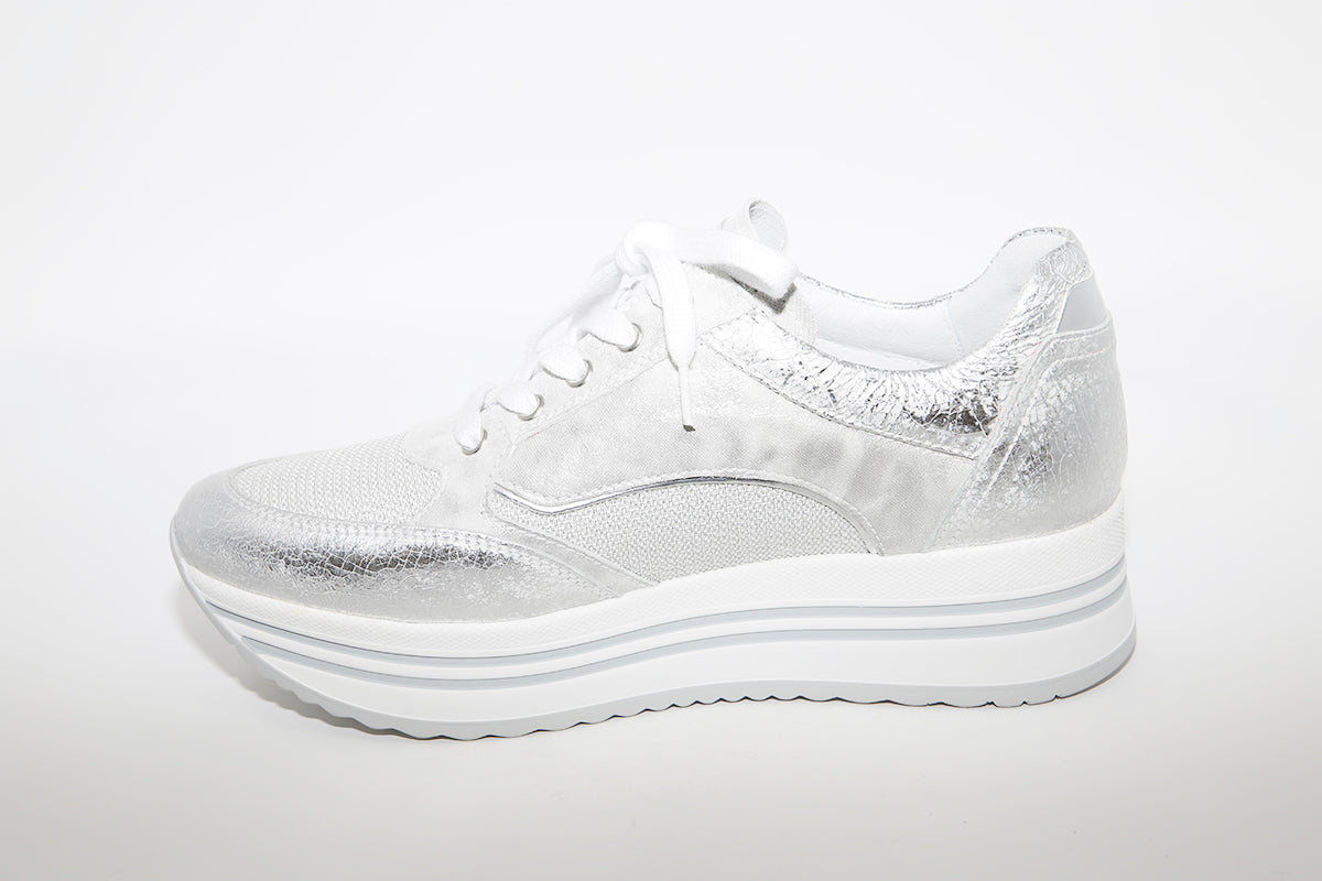 NeroGiardini - Platform Leather Sneakers - Silver
