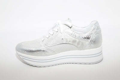 NeroGiardini - Platform Leather Sneakers - Silver