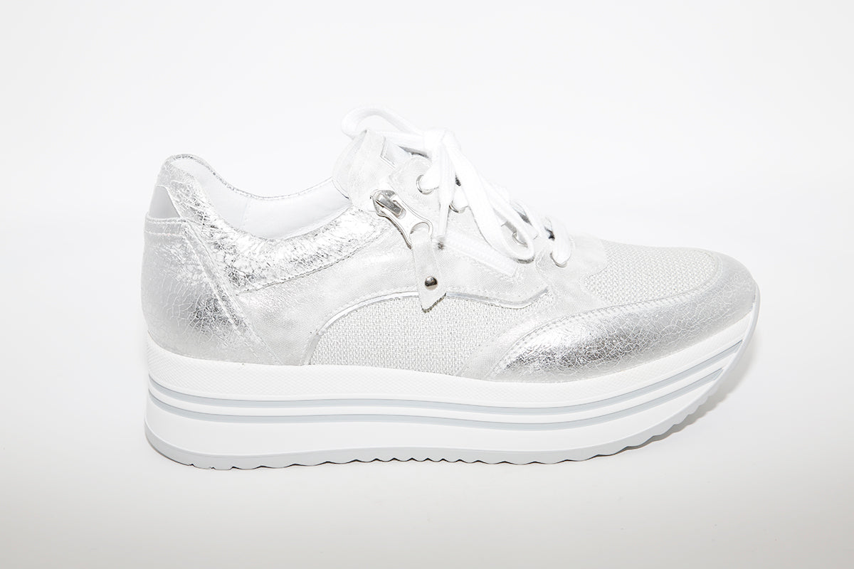 NeroGiardini - Platform Leather Sneakers - Silver