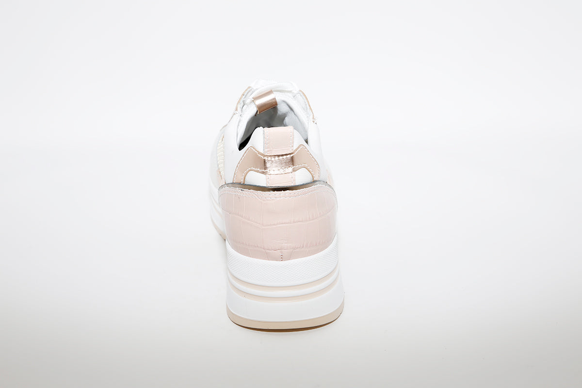 NeroGiardini - Platform Leather Sneakers - White/Rose Gold