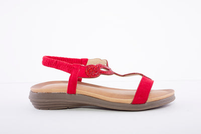 LUNAR - JLH111 Bondi Gemstone 'T' Bar Sandal Red