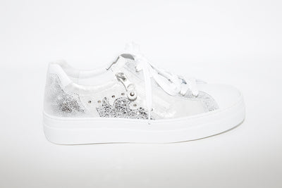 NeroGiardini - Laced Leather Sneakers - Silver/White