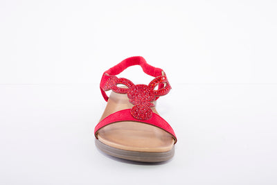 LUNAR - JLH111 Bondi Gemstone 'T' Bar Sandal Red