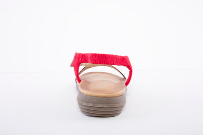 LUNAR - JLH111 Bondi Gemstone 'T' Bar Sandal Red