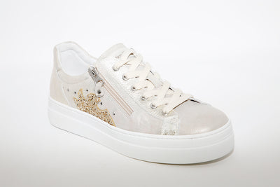 NeroGiardini - Laced Leather Sneakers - Beige/Gold