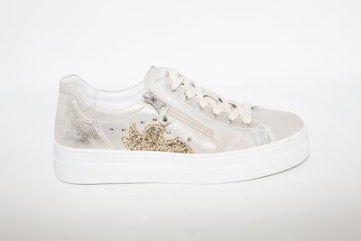 NeroGiardini - Laced Leather Sneakers - Beige/Gold