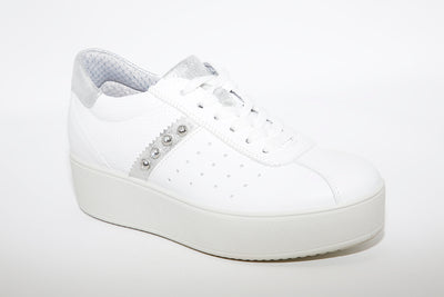 IMAC - LACED PLATFORM TRAINER - WHITE LEATHER