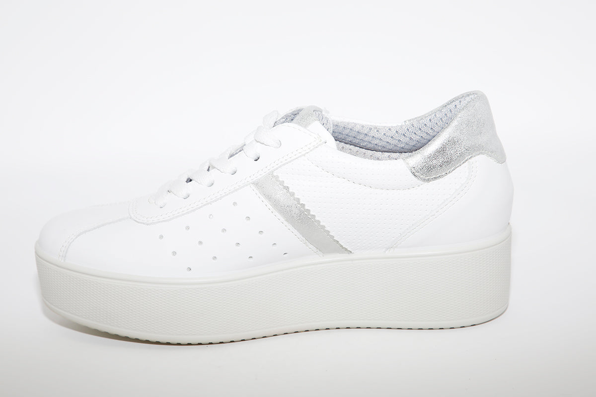 IMAC - LACED PLATFORM TRAINER - WHITE LEATHER