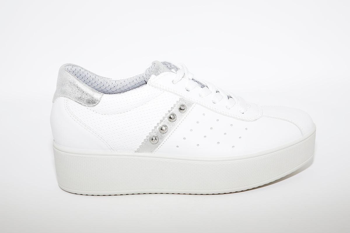IMAC - LACED PLATFORM TRAINER - WHITE LEATHER