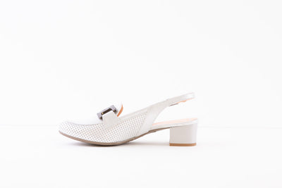 BIOECO - 3963 LOW HEEL SLING-BACK SHOE - SILVER
