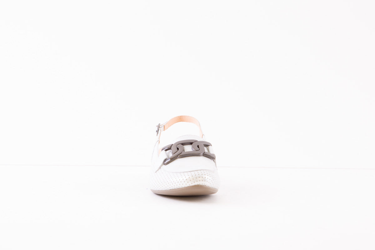 BIOECO - 3963 LOW HEEL SLING-BACK SHOE - SILVER