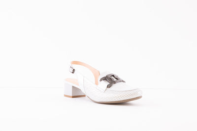 BIOECO - 3963 LOW HEEL SLING-BACK SHOE - SILVER
