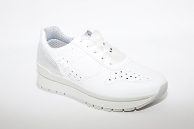 IMAC - LACED FLATFORM TRAINER - WHITE LEATHER