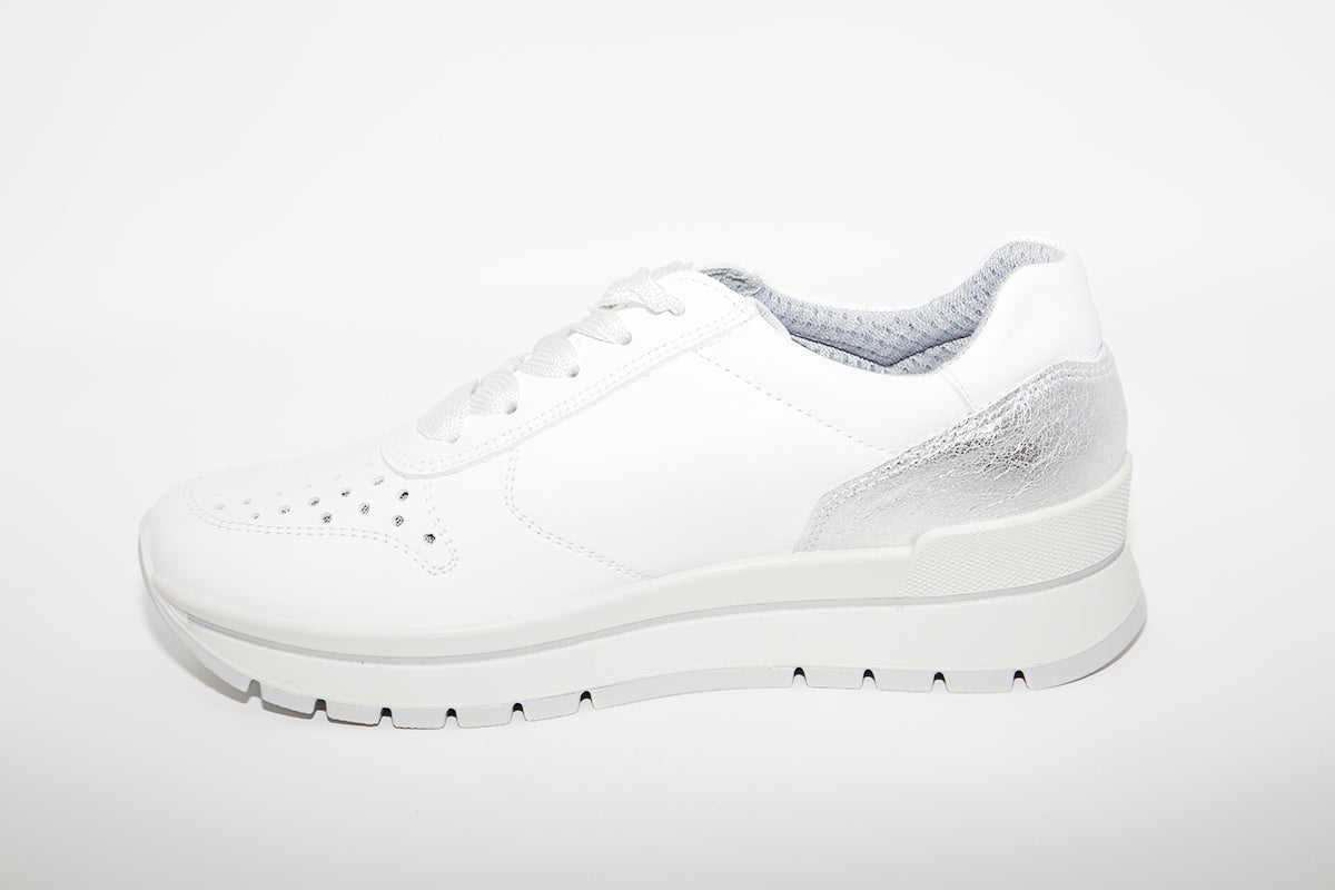 IMAC - LACED FLATFORM TRAINER - WHITE LEATHER