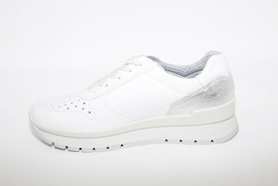 IMAC - LACED FLATFORM TRAINER - WHITE LEATHER