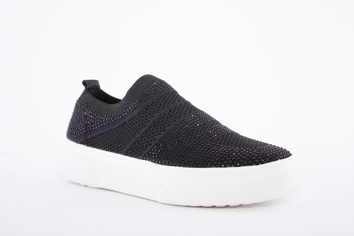 HEAVENLY FEET - Diamond Black Slip On Shoe