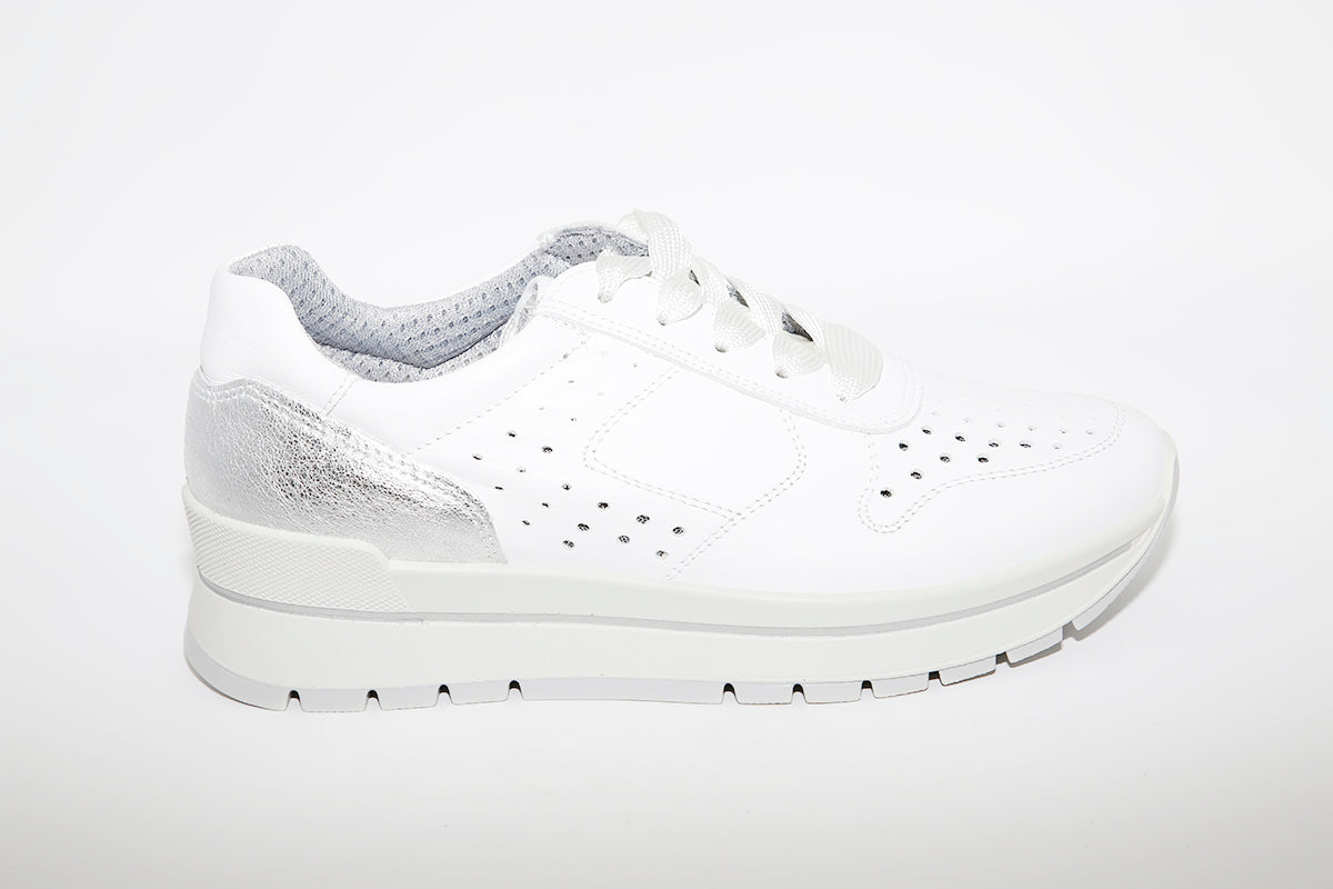 IMAC - LACED FLATFORM TRAINER - WHITE LEATHER