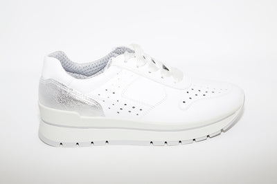 IMAC - LACED FLATFORM TRAINER - WHITE LEATHER