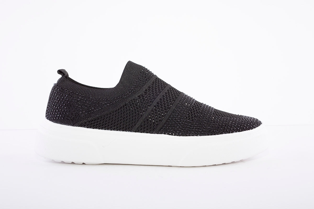 HEAVENLY FEET - Diamond Black Slip On Shoe