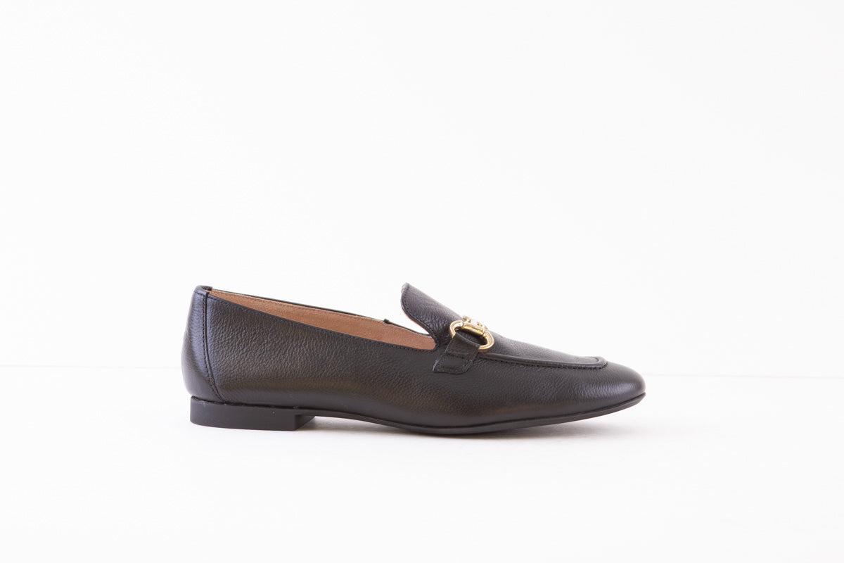PAUL GREEN - 2596-002 FLAT LOAFER - BLACK LEATHER