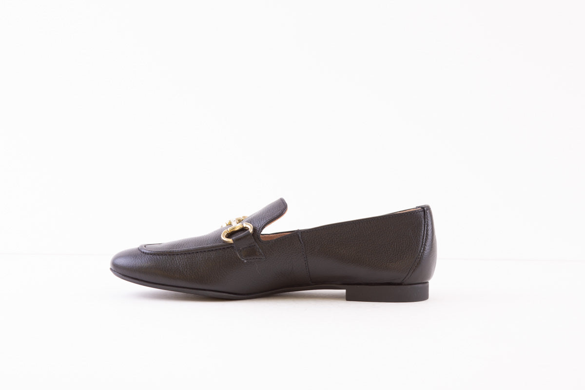 PAUL GREEN - 2596-002 FLAT LOAFER - BLACK LEATHER