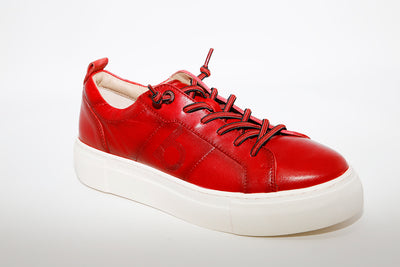 BUGATTI - FLAT LACED FASHION SHOE - RED