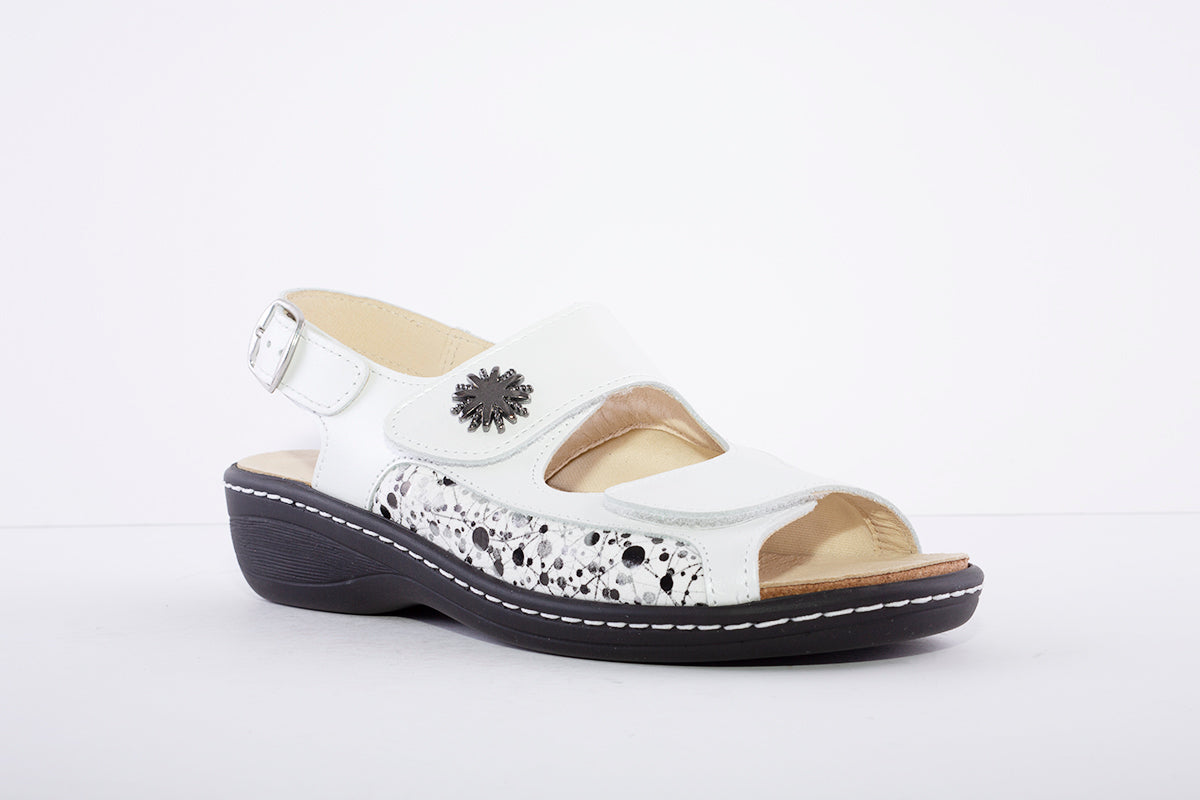 BELVIDA - WEDGE VELCRO COMFORT SANDAL - WHITE