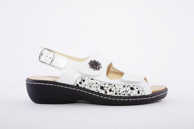 BELVIDA - WEDGE VELCRO COMFORT SANDAL - WHITE