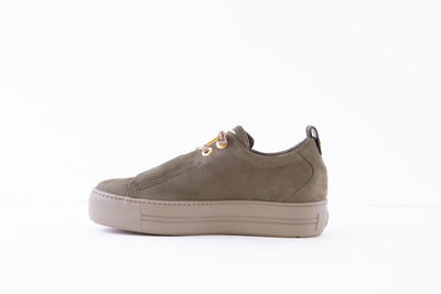 PAUL GREEN 5017-13X  MOC-LACE WEDGE FASHION SHOE - GREEN SUEDE