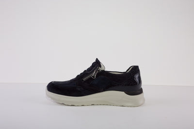 WALDLAUFER 760001 800 H-ROSA LACED FASHION SHOE WITH SIZE ZIP - NAVY