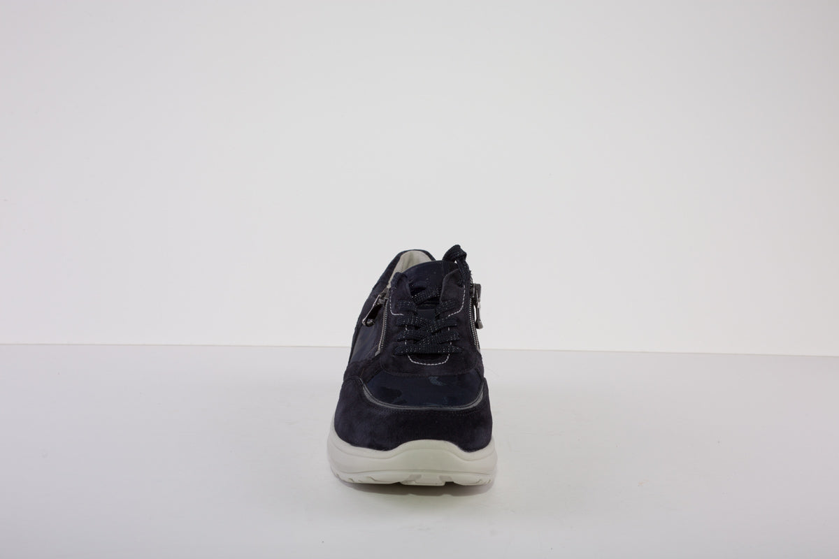 WALDLAUFER 760001 800 H-ROSA LACED FASHION SHOE WITH SIZE ZIP - NAVY