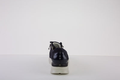 WALDLAUFER 760001 800 H-ROSA LACED FASHION SHOE WITH SIZE ZIP - NAVY