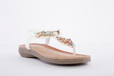 LUNAR - JLH272 Majorca III Toe Post Sandal White