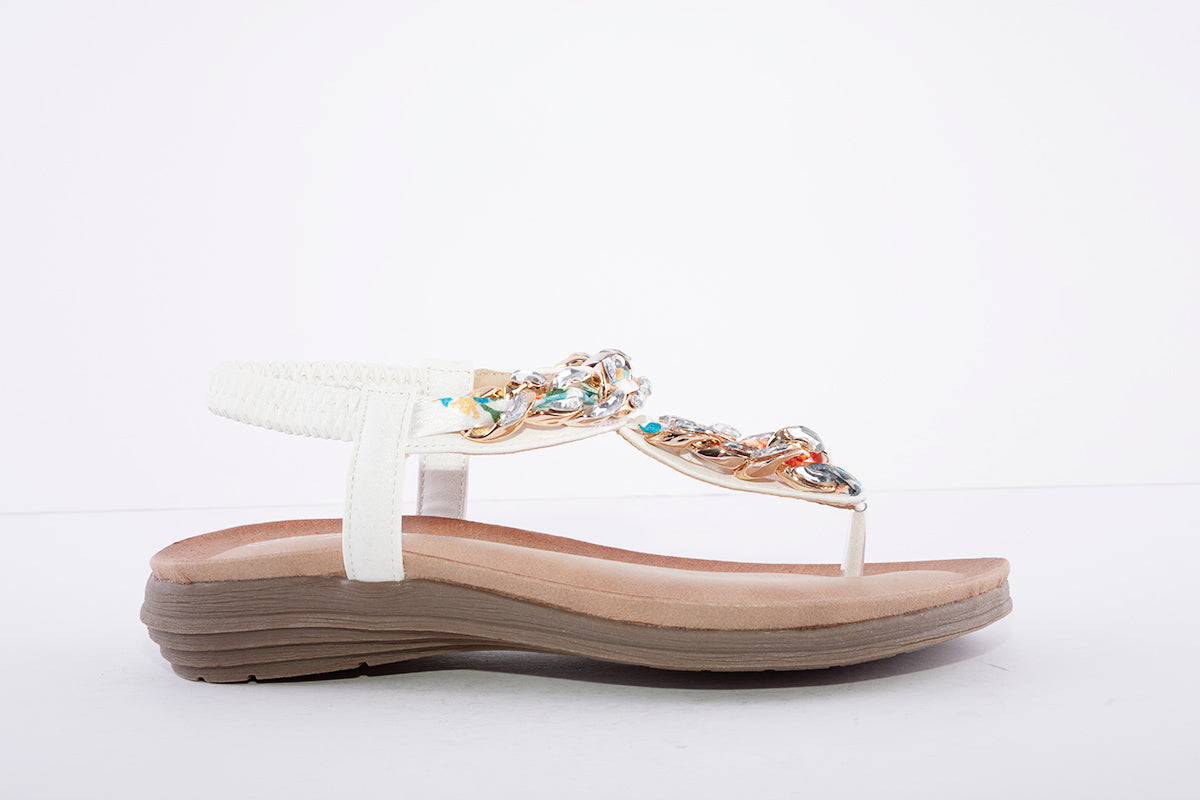 LUNAR - JLH272 Majorca III Toe Post Sandal White