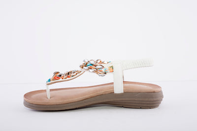 LUNAR - JLH272 Majorca III Toe Post Sandal White