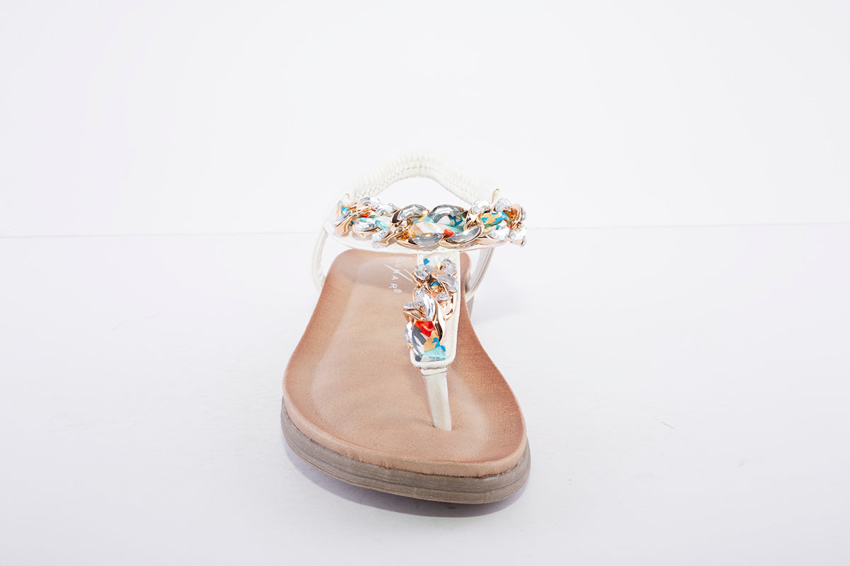 LUNAR - JLH272 Majorca III Toe Post Sandal White