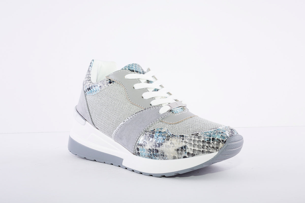 MENBUR - LACED WEDGE FASHION TRAINER - SILVER MULTI