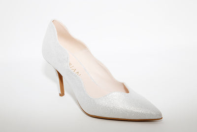 MARIAN - 3113 Silver Scalloped High Heel Court Shoe